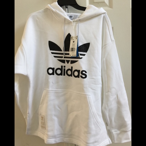 New adidas trefoil big logo white hoodie loose fit - Picture 7 of 8